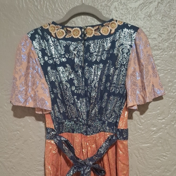 Anthropologie Navy and Gold Embroidered Jacket Size 4 - Picture 9 of 16